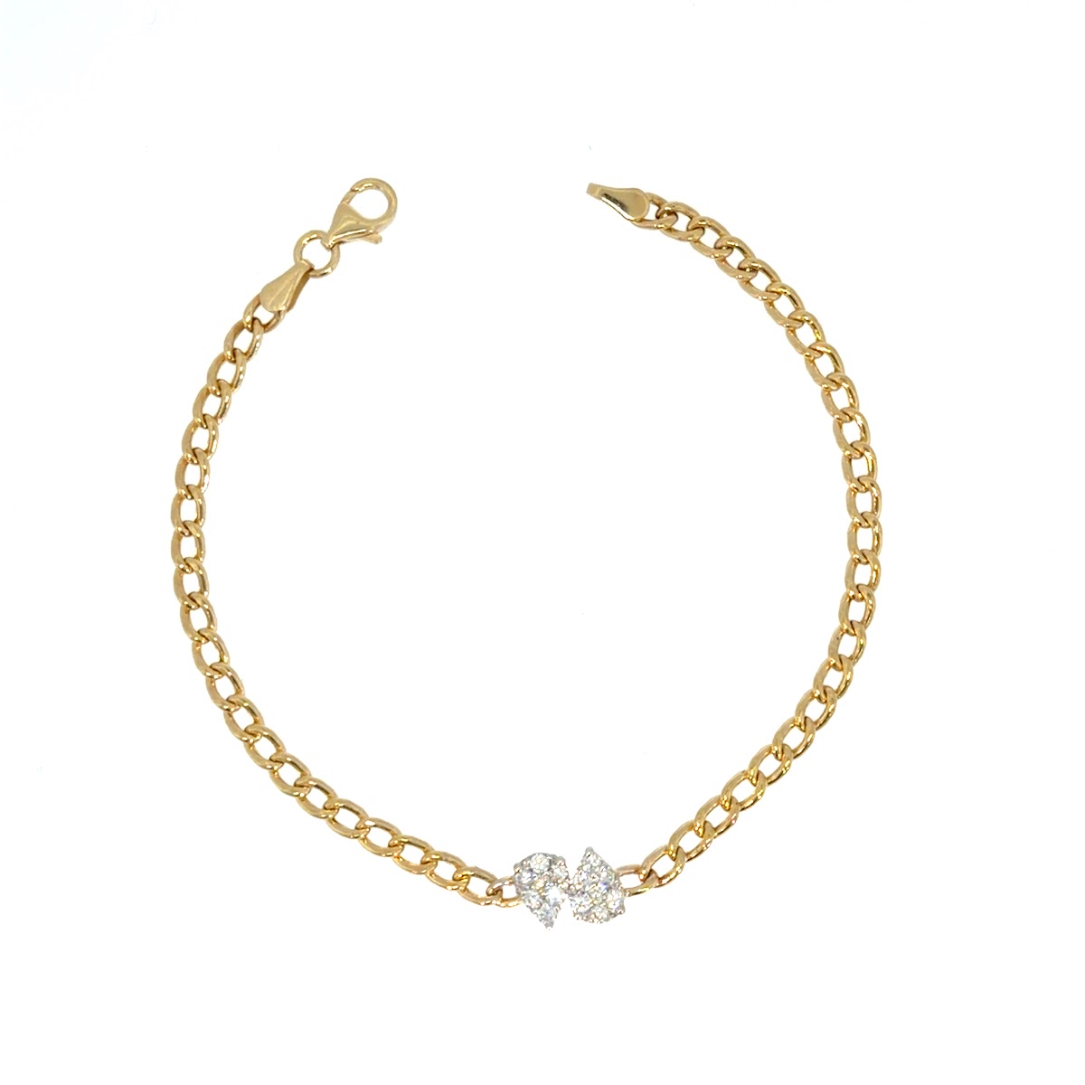 Pulsera Cubana de Diamante en Oro Amarillo